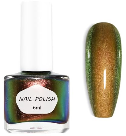 Chameleon Nail Polish - Quick Drying Holographic Nail Varnish - Sparkling Chrome Nail Polish Magic Colour Iridescent Nail Varnish - Long-lasting Nail Varnish for Manicure DIY at Home 6ml