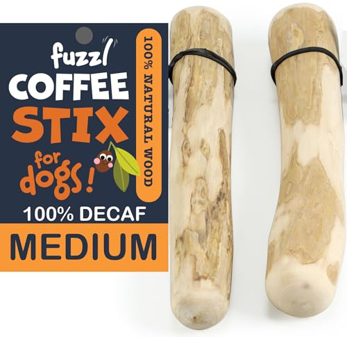Fuzzl Coffee Stix Medium 2 Pack Dog Chew Toy Coffee Wood - Natural Chews Tough Toys Long Lasting Dog Chew Toys for Aggressive Chewers Strong Durable