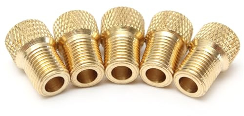 Presta to Schrader Valve Adapter 5 Pack Bicycle Pump Converter Brass for Road Bikes and Mountain Bikes