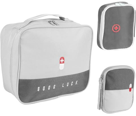 3 Stück Große und Kleine Medikamententasche, Große Kapazität Reiseapotheke Tasche, Mehrere Fächer Medikamententasche Reise, Reiseapotheke Tasche Leer für Zuhause, Reisen, Camping, Wandern