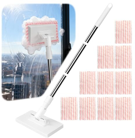 Cloth Changing Hands-free Mini Mop, Disposable Dust Mop 10 Reusable Cloths, Snap Grip Mini Lazy Mops Clips On zero touch Detachable Press Clamp Cleaning Kit, Suitable for Bathrooms, Window