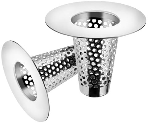 POPETPOP Crépine De Siphon De Sol Inoxydable 2 Pièces | Anti-Colmatage, Installation Facile, Usage Domestique, Salle De Bain, Acier Inoxydable, Argent
