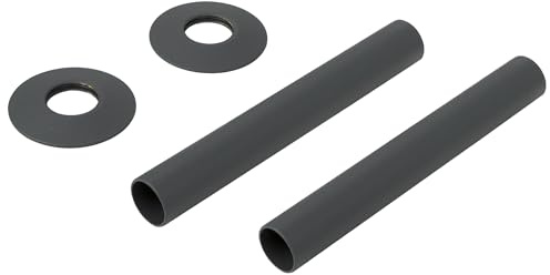 VANCOCO 2 Pack Anthracite Grey 130mm×18mm Radiator Pipe Sleeves | Radiator pipe sleeves & collars set, 130mm x 15mm, decorative pipe covers for central heating radiator pipework.