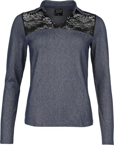 Pussy Deluxe Wild West Denim Look Longsleeve Frauen Langarmshirt blau