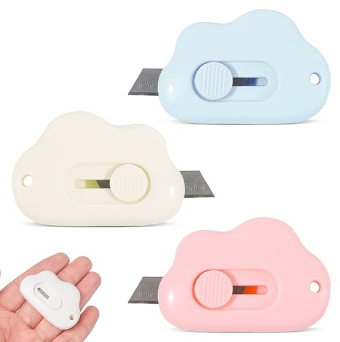 3PCS Mini Retractable Box Cutter Set, Portable Envelope Opener | Precision Safety Cutting Tool for Packages, Tape and DIY - Home, Office & School Supplies