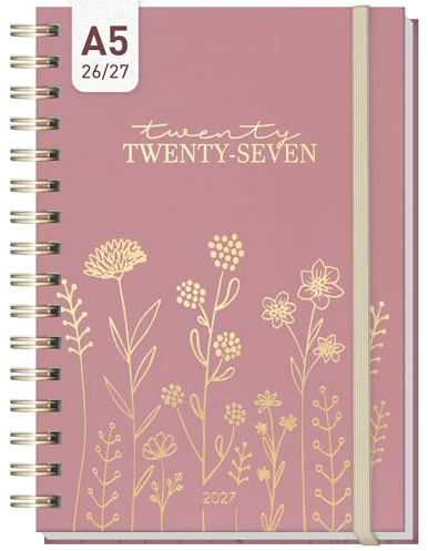 Häfft® Spiralbunden almanacka 2026–2027, A5-format ”Color Love” | 17-månaders spiralbunden almanacka, på engelska (+ IT/FR/ES), med veckoplanering från augusti 2026 till december 2027