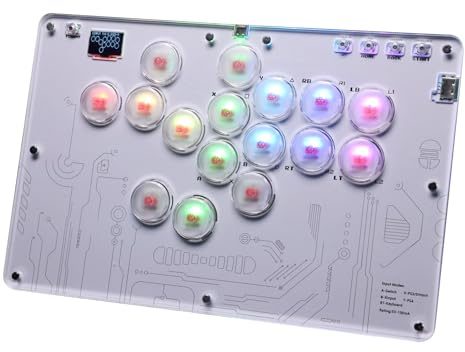 CHANGYUE 16-Key Fighting Keyboard Turbo Function Fighting Game Hitboxes Acrylic Mini Arcade Fight Sticks Compatible With PC/PS 3/PS 4/PS 5/NS/Steam