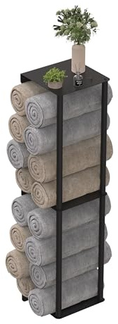 Relaxdays Handtuchhalter Wand, für gerollte Handtücher, Handtuchturm, HBT: 83,5x20x20 cm, Handtuchregal, Eisen, schwarz