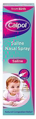 Calpol Saline Nasal Spray (1 x15ml), Calpol Decongestant Nasal Spray For Blocked Nose Relief, Non-Medicated Treatment to Wash Away Mucus, Suitable for All Ages