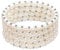 Valero Pearls Damen-Armband elastisch Süßwasser-Zuchtperlen in ca. 6 mm Button weiß 925 Sterling Silber 19 cm - Perlenarmband mit echten Perlen weiss