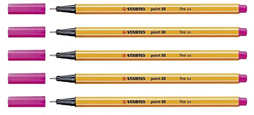 Stabilo Point 88 mit feiner Spitze (0,4 mm), Rosa, 5 Stück
