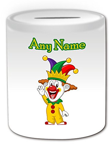 Personalisiertes Geschenk – Waving Clown Spardose (Karriere Design Thema, weiß) – alle Nachricht/Name auf Ihre einzigartige – Circus Play Jonglieren Besatzung