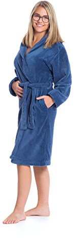 ZOLLNER Bademantel für Kinder und Jugendliche, unisex, Mikrofaser, Gr. 176, blau