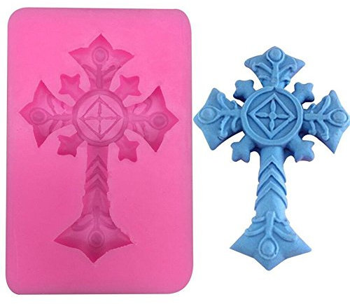 Silikonform zum Basteln und Backen, Design: verziertes Kreuz, für Fondant, Süßigkeiten, Seife, Backwaren, Tortenteko usw.