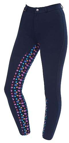 Saxon Warm Up Cotton Euro Seat Jodhpurs - Childs Navy/Navy Spot Print Childs 12/25 Inch