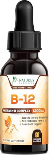 B-12 Vitamin Energy Drops (Methylcobalamin) Extra Strength Super B Complex - Sublingual B12 Liquid for Immune Support, Heart Health & Cellular Energy Support, Raspberry Flavored - 2 Fl Oz