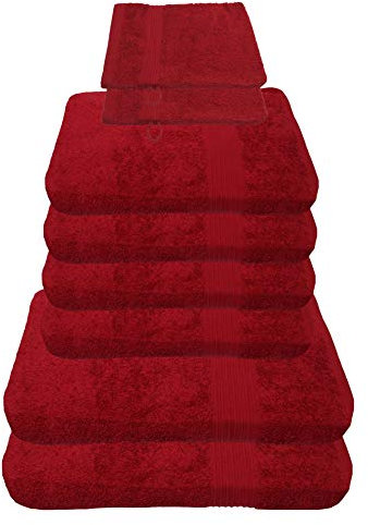 Julie Julsen 8 TLG Handtuchset 2 Badetücher 4 Handtücher + 2 Waschhandschuhe gratis Reine Baumwolle über 30 Farben Bordeaux