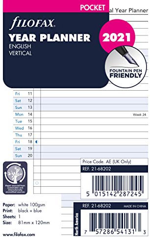 Filofax Kalendereinlage Pocket Jahresplaner vertikal (englisch), 000021-68202