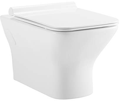 Swiss Madison Well Made Forever SM-WT455 Carré Wall Hung Toilet, Glossy White