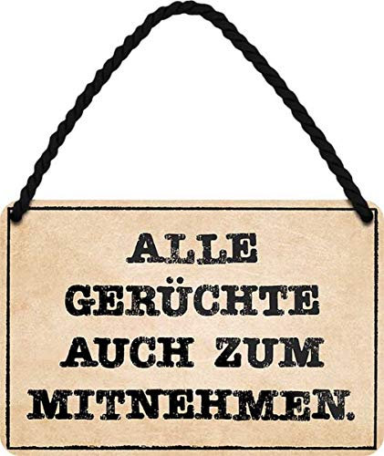 WOGEKA ART Retro Blechschild - Alle Gerüchte auch zum Mitnehmen - Lustiger Spruch als Geschenkidee zu Geburtstag Weihnachten Deko 18x12 cm Vintage Schild Hängeschild Metallschild HS496