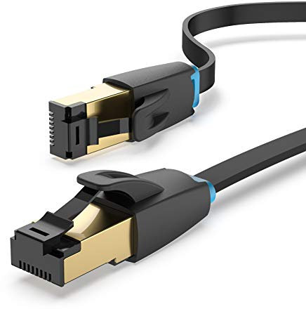 VENTION 0.5M Ethernet Twisted Pair LAN-Patch Kabel Cat8 Gigabit LAN Netzwerkkabel RJ45 40Gbps 2000MHz STP Molded Verlegekabel für Switch,Router,Modem,Patchpannel,Access Point,Raumgrau, Schwarzgold