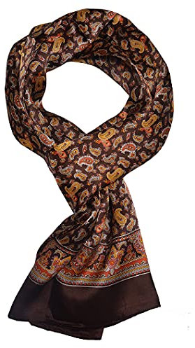 UK_Stone 100% Seide Paisley Blumen Halstuch Herren Schal (Paisley # 4 Kaffee)