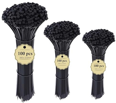 Aunly Cable Ties (Pack of 300 (3 Sizes))