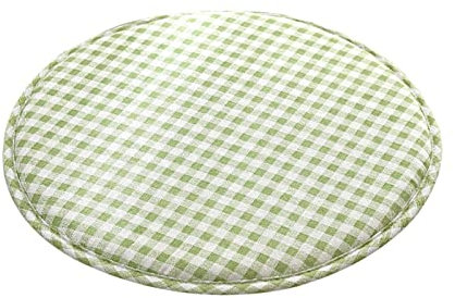 JLWM Sitzkissen Gedächtnisschaum Runden, Sitzauflage Kariert Gitter Karo Tartan Plaid Einfarbig Stuhlkissen Stoff Samt Nicht-Unterhose Gurt-Grün-30cm