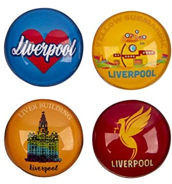 Big City Mini 4 Pack Crystal Fridge Magnet Union Jack London British Manchester Bee Liverpool Birmingham Newcastle Round (Liverpool Mini)