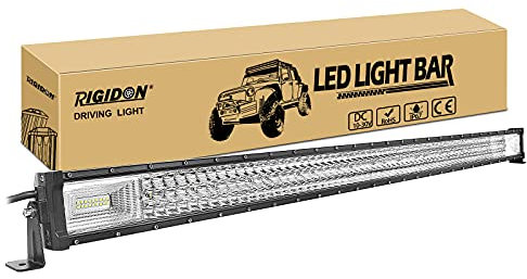 RIGIDON 52 Zoll 130 cm 675W außen alu led lichtleiste, 12V 24V Wasserdicht warmweiß offroad beleuchtung für Auto SUV Offroad ATV LKW Traktor Fahrzeuge 4x4, Slim direkt led nebelscheinwerfer 6000K