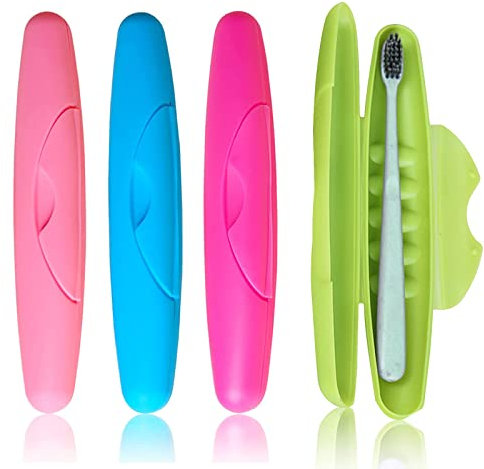 Zahnbürste Hülle Zahnbürste Aufbewahrung Etui Toothbrush Cover Tragbarer Kunststoff Zahnbürste Halter Aufbewahrung für Tragbare Reisezahnbürsten für Urlaub Täglich Zelten Outdoor Reise Schule, 4pcs