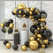 Schwarz-Gold Ballons Bogen Girlande Kit, 124Pcs Schwarz und Gold Ballonbogen Kit mit Konfetti Latex-Ballon für Männer Frauen Geburtstag Party, Graduierung Dek, Neujahr,Ruhestand,Baby Shower,Jahrestag