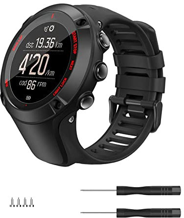 MoKo Armband Kompatibel mit Suunto Ambit 1/2/2S/2R/3/3 Sport/3 Run/3 Peak, Silikon Sportarmband atmungsaktiv Ersatz Uhrenarmband Wechselarmband, Schwarz