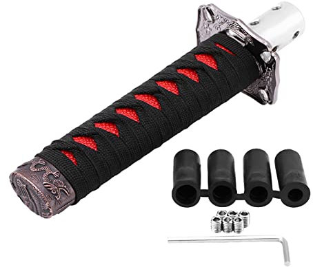 Auto-Schaltknauf, universeller japanischer Samurai-Schwert-Schaltknauf mit 4 Adaptern für Schalt- und Automatikgetriebe
