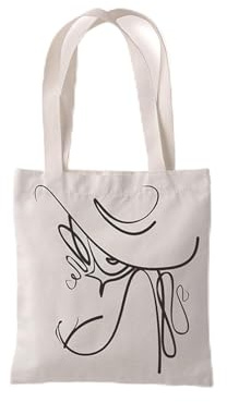 Floatdream Tragetasche Canvas-Stoff, Große Kapazität Stoffbeutel, Weiß Bedruckter Stoffbeutel, Einfache Tragetasche, für Reisen, Einkaufen, Schule