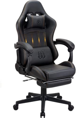 play haha. Gaming Stuhl Bürostuhl Drehstuhl Computerstuhl Arbeitsstuhl Schreibtischstuhl Ergonomischer Stuhl Rennstuhl Lederstuhl PC Gaming Stuhl (Schwarz,mit Fußstütze)