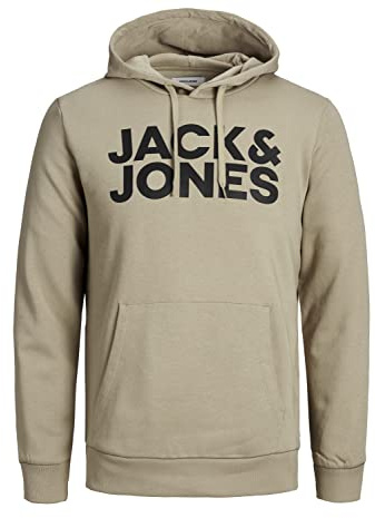 JACK & JONES Men’s Logo Hoodie, L Beige