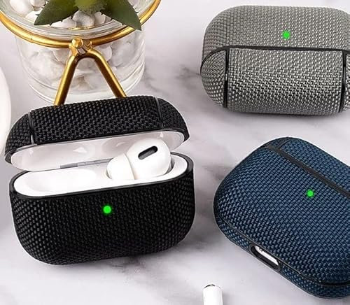 Protective Case for Apple AirPods Pro 2 (2022) Nylon PC Material Dustproof Shockproof LED Visible Wireless Charging Case - GREEN