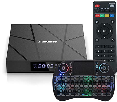 AMITVA Android 10.0 TV Box,T95H Allwinner H616 Quad-Core 64Bit Arm Corter-A53 CPU/2.4+5G Dual WiFi/BT 4.0/H.265/3D/6K avec Mini Clavier sans Fil,1gb+8gb