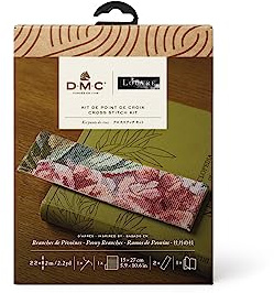 DMC - Inspiriert von den Pfingstrosenzweigen, P.J Redouté, Le Louvre, Lesezeichen Kreuzstichset Nivau mittel