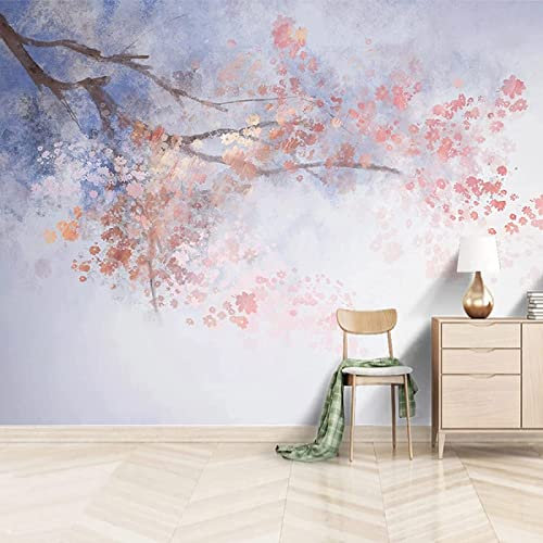 Papier Peint Panoramique Abstrait Fleur De Cerisier Rose Papier Peint Intissé 3D Tapisserie Poster Decoration Murale Chambre Salon
