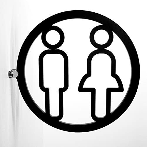 Unisex-Toilettenschild, Acryl-Toilettenschilder für Männer und Frauen, 11,8 Zoll, runde Badezimmer-Türschilder, mit Montagezubehör