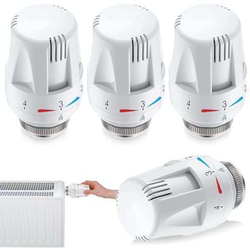 Nizirioo 4 válvulas de radiador M30 x 1,5, termostato de radiador, cabezal termostático, termostato inteligente, válvula de radiador, cabezal de repuesto para oficina o hogar