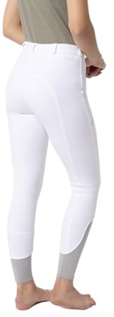 HORZE Damen Reithose Felicia, Vollbesatzreithose mit Handytasche, Weiß, 44