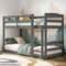 Flair Furnishings Shorty Bunk Bed, Low Bunk Beds for Kids, Heavy Duty and Sturdy, Cosy, Stylish, Space-Saving Design (Grey)