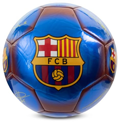 Hy-Pro Offiziell lizenzierter FC Barcelona Classic Signature Fußball, Metallic, Größe 5, Barca, Training, Match, Merchandise, Sammlerstück für Kinder und Erwachsene, Blau/Rot