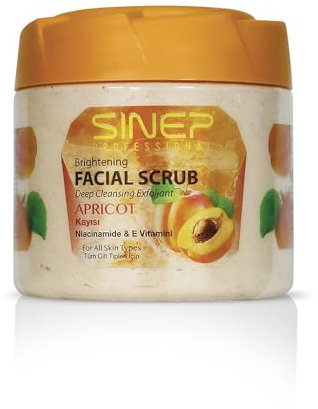 SINEP Gommage éclaircissant professionnel pour le visage et le corps - Traitement exfoliant à l'extrait de coco et à la niacinamide pour une peau éclatante - 400 ml (400 ml, abricot)