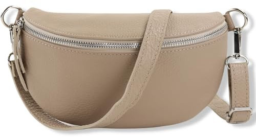Blade Bauchtasche Damen Echtleder, stylische Gürteltasche Damen mit Leder abnehmbaren & verstellbaren Breiten Gürtel, Crossbody Bag Damen, Hochwertige Brusttasche für Frauen-BEIGE