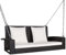 COSTWAY 2 Seater Porch Swing Chair, Rattan Patio Swing Bench Loveseat with 2 Pillows, Seat Cushions & Hanging Chains, Outdoor Garden Hanging Swing Seat Hammock for Balcony Yard Lawn (White)