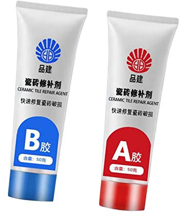 2 x Fliesenreparaturmittel für Fixlöcher, Keramik-Reparaturpaste für Dusche, Küche, Weiß, 50 ml